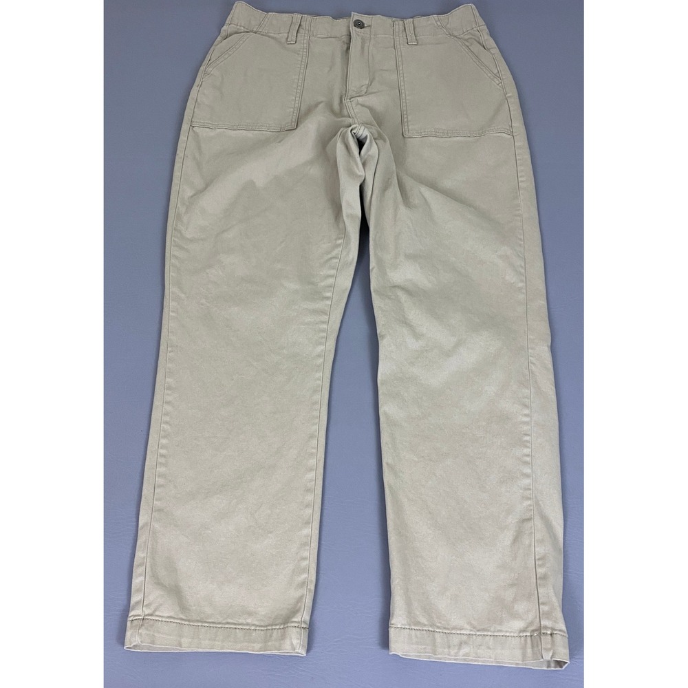 St Johns Bay Pants Women's Size 16 Tan Utility Chino Straight Leg Cotton Stretch